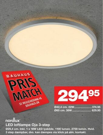 Bauhaus LED loftlampe Oja 3-step tilbud