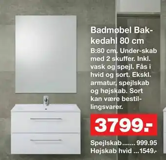 Bauhaus Badmøbel Bakkedahl 80 cm tilbud