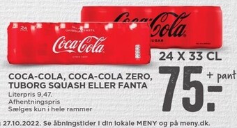 MENY Coca-cola, coca-cola zero, tuborg squash el. fanta tilbud