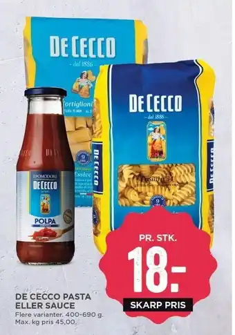 MENY De cecco pasta el. sauce tilbud