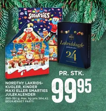 Nordthy lakridskugler, kinder maxi el. smarties julekalender