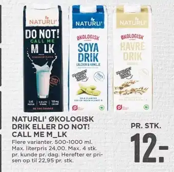 MENY Naturli' økologisk drik el. do not! call me mælk tilbud