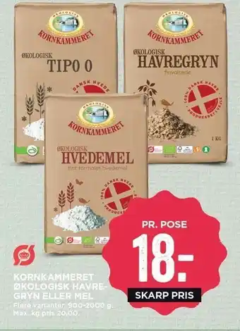 MENY Kornkammeret økologisk havregryn el. mel tilbud
