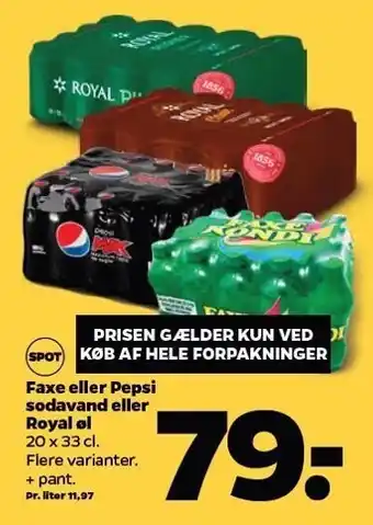 Netto Faxe el. pepsi sodavand el. royal øl tilbud