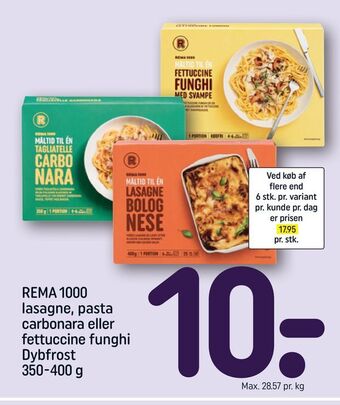 REMA 1000 Rema 1000 lasagne, pasta carbonara eller fettuccine funghi tilbud