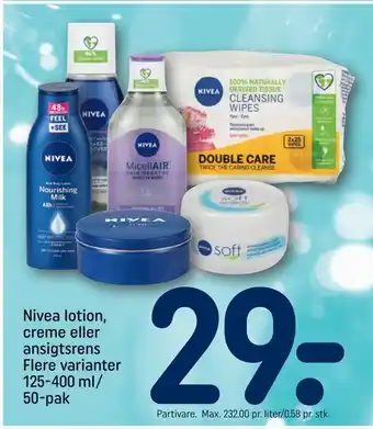 REMA 1000 Nivea lotion, creme eller ansigtsrens tilbud