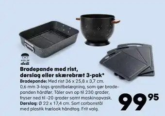 SuperBrugsen Bradepande med rist, dørslag eller skærebræt 3-pak tilbud