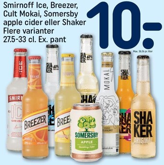 REMA 1000 Smirnoff ice, breezer, cult mokai, somersby eller shaker tilbud