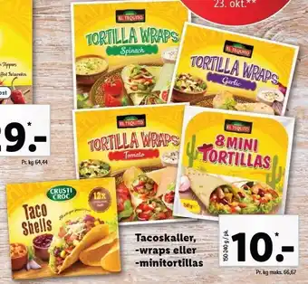 Tacoskaller, -wraps el. -minitortillas