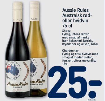 REMA 1000 Aussie Rules Australsk rød- eller hvidvin 75 cl. tilbud