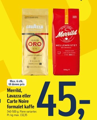 Mellemristet kaffe formalet