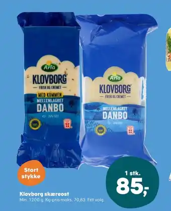 Kvickly Klovborg skæreost mellemlagret kommen tilbud