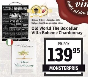 SPAR Old World The Box Eller Villa Boheme Chardonnay tilbud