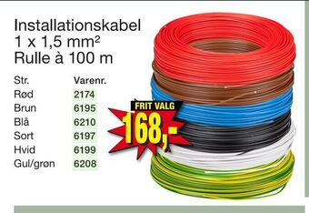 Installationskabel 1 x 1,5 mm2 rulle à 100 m