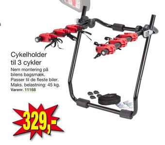 Cykelholder til 3 cykler