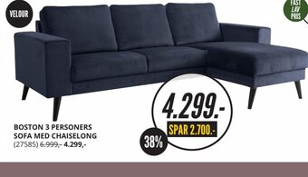 My Home Boston 3 Personers Sofa Med Chaiselong tilbud