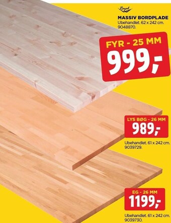 jem & fix Massiv bordplade tilbud