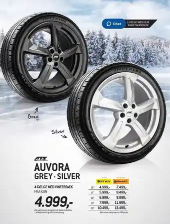 Thansen Auvora grey el. silver 4 fælge m. vinterdæk tilbud