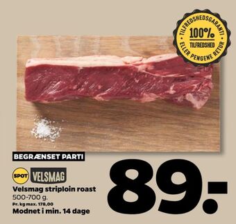 Netto Velsmag oksestriploin tilbud