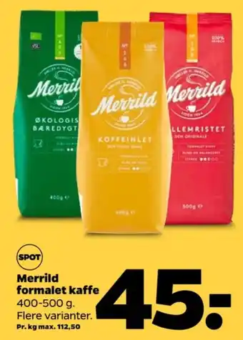 Netto Merrild kaffe formalet tilbud