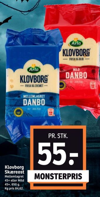 SPAR Klovborg skæreost danbo mellemlagret tilbud