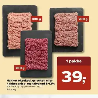 SuperBrugsen Hakket oksekød, grisekød eller hakket grise- og kalvekød 8-12% tilbud