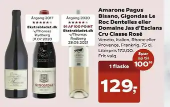 SuperBrugsen Amarone Pagus Bisano, Gigondas Le Roc Dentelles eller Domaine Jas d'Esclans Cru Classe Rosé tilbud