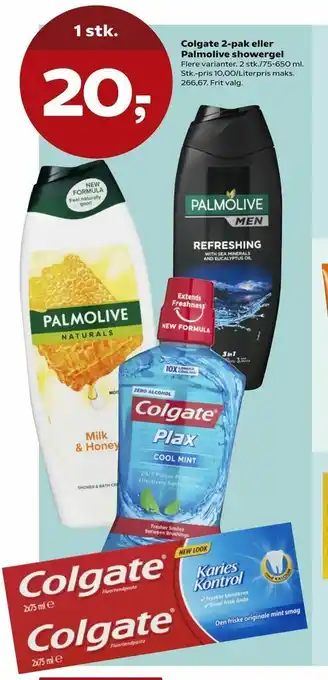 SuperBrugsen Colgate 2-pak eller Palmolive showergel tilbud