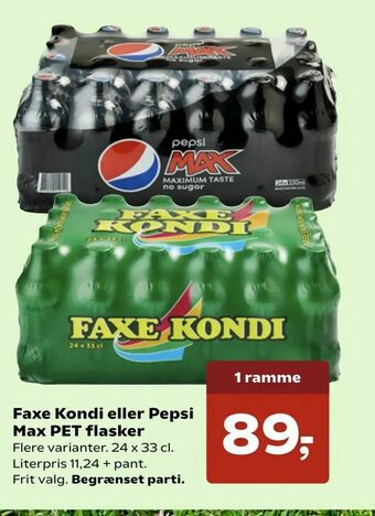 Faxe Kondi eller Pepsi Max PET flasker