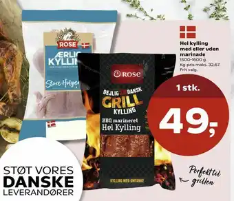SuperBrugsen Hel kylling med eller uden marinade tilbud