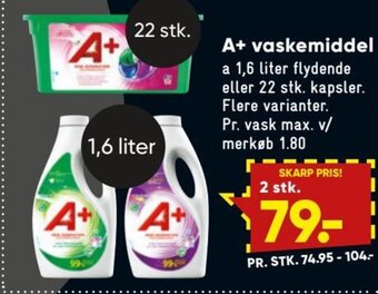 Bilka A+ Vaskemiddel tilbud