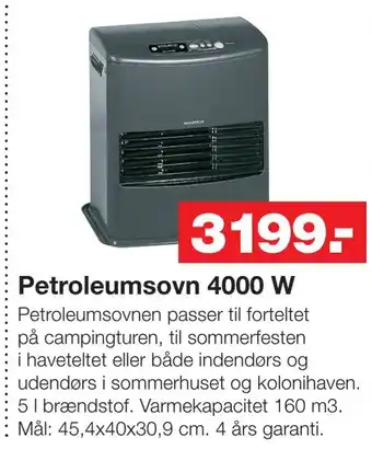 Bauhaus Petroleumsovn 4000 w tilbud