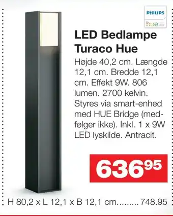 Bauhaus Led bedlampe turaco hue tilbud
