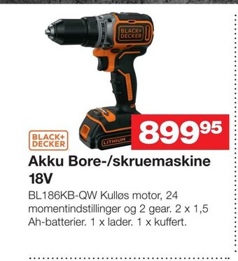Bauhaus Akku bore-/skruemaskine 18v tilbud