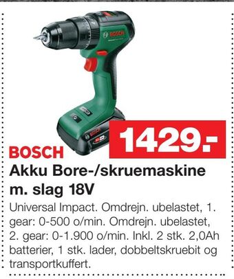 Bauhaus Akku bore-/skruemaskine m. slag 18v tilbud