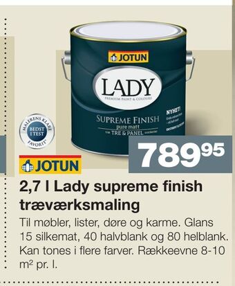 Bauhaus 2,7 l lady supreme finish træværksmaling tilbud