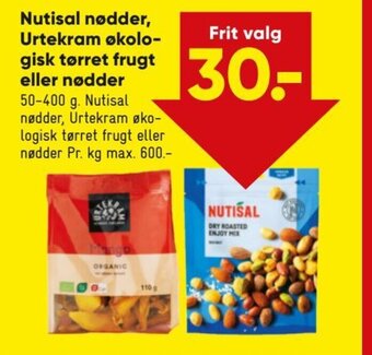Bilka Nutisal nødder, Urtekram økologisk tørret frugt eller nødder tilbud