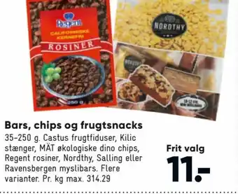 Bilka Bars , Chips og frugtsnacks tilbud