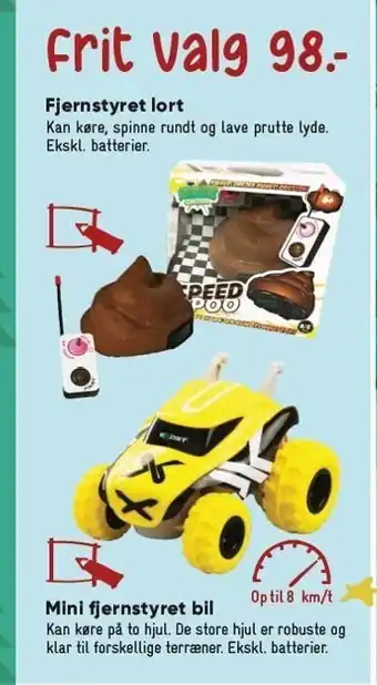Bilka Fjernstyret lort og mini fjernstyret bil tilbud