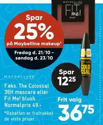 Bilka F.eks. The Colossal 36H mascara eller Fit Me! blush tilbud