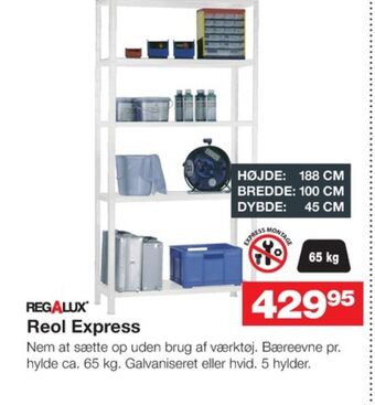 Bauhaus Regalux reol tilbud