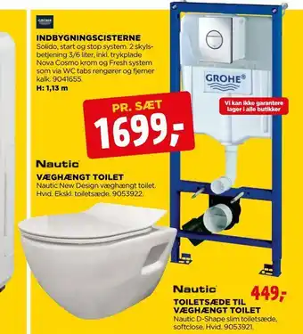 Indbygningscisterne, væghængt toilet