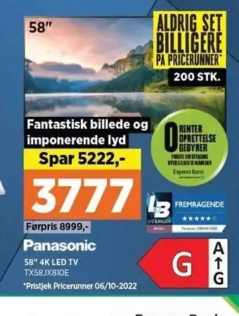 Power Panasonic 58" 4k led tv tilbud
