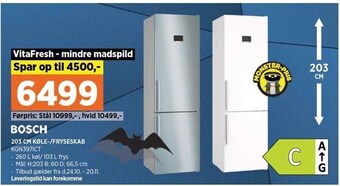 Power 203 cm. køle-/fryseskab tilbud