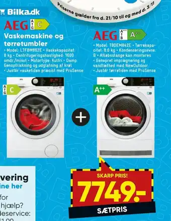 Bilka AEG Vaskemaskine og tørretumbler tilbud