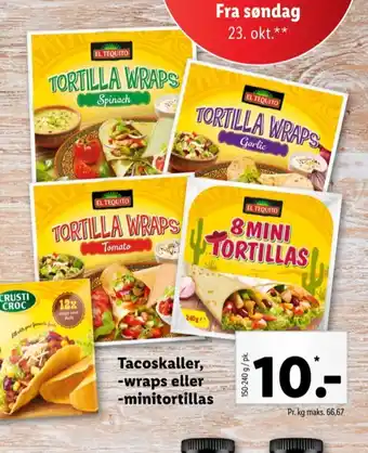 Lidl El tequito taco-skaller tilbud