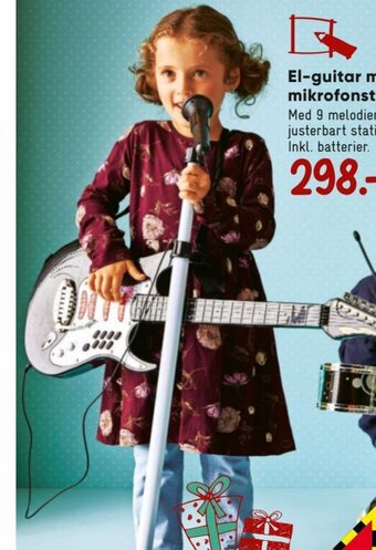 Bilka El-Guitar med Mikrofonstativ tilbud