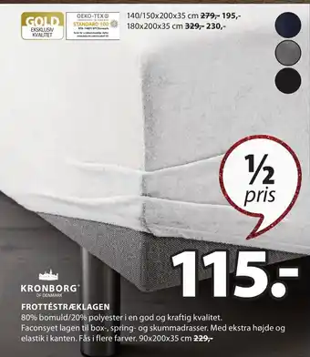JYSK KronBorg Of Denmark Frottéstræklagen tilbud