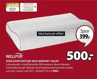 Wellpur Feda Konturpude Med Memory- Skum