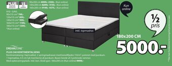 JYSK Dreamzone Plus C40 Kontinentalseng tilbud